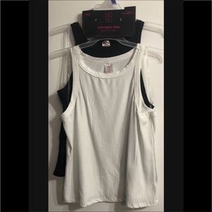 2PK women’s Tank Top high neck pullover soft relaxed fitted black/white.XXL(19)